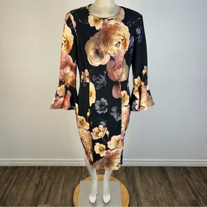 ❤️ Joseph Ribkoff Floral Long Sleeve Dress - Black and Pink 8